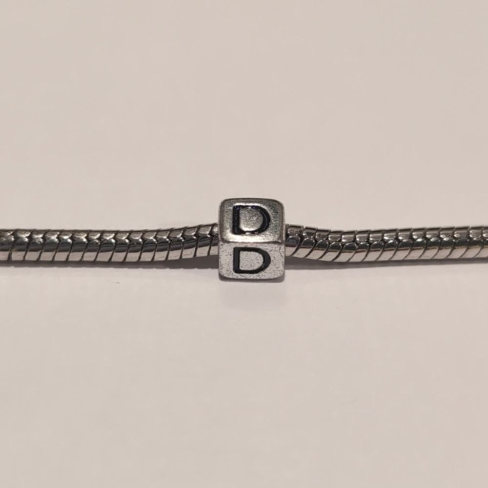 Silver D Spacer Charm for Pandora Style Bracelet‎
